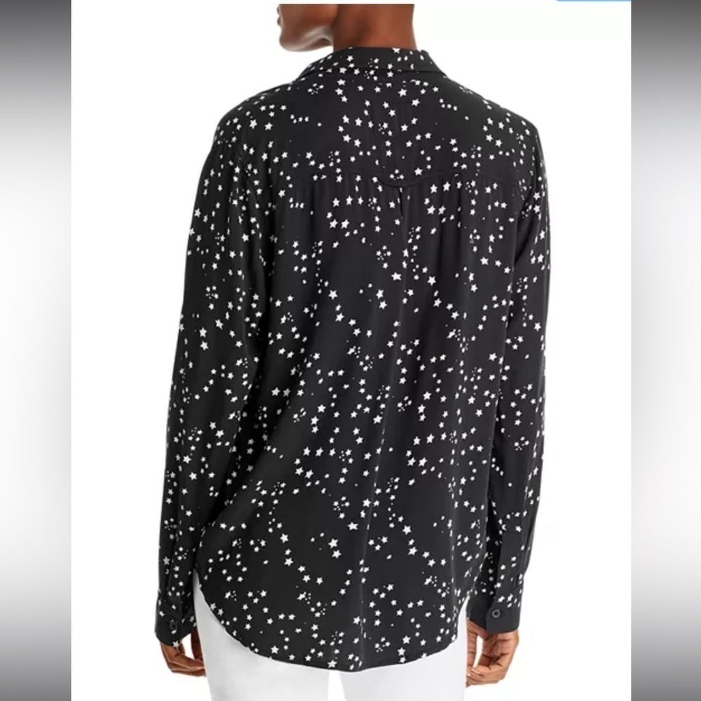 Rails Black and White Star Constellation Button Front Top XS - Picture 3 of 9